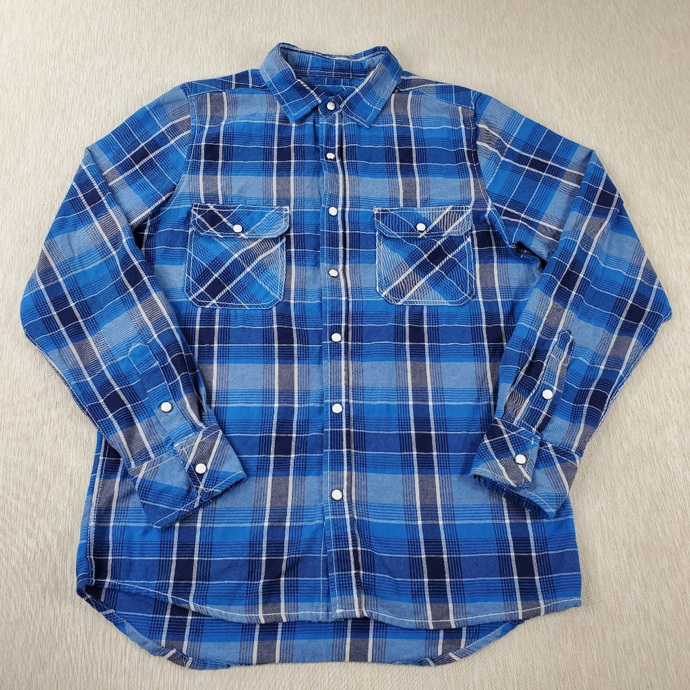 Red snap plaid shirt Men's Long Sleeve Blue Pearl Snap Small Lightweight